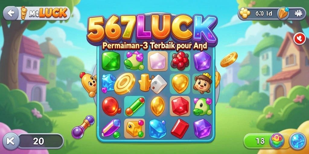Gameplay seru 567LUCK dengan bertema Match-3 yang colorful.