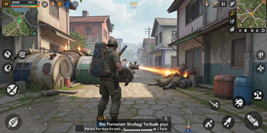 Screenshot utama 9N9N menampilkan strategi pertempuran yang mendebarkan.