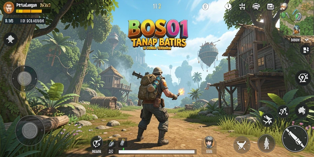 Tampilan gameplay BOS01 menampilkan eksplorasi dunia yang menakjubkan.