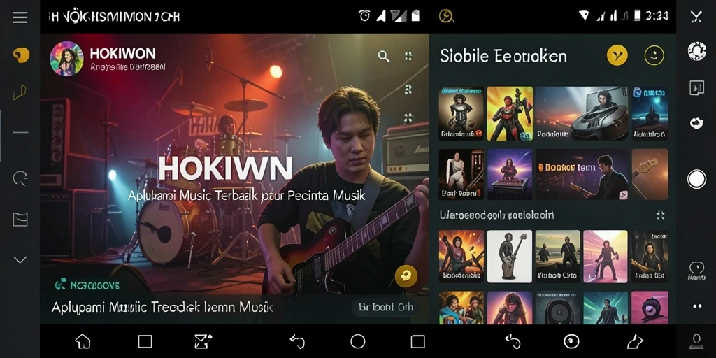Screenshot HOKIWON menunjukkan pengguna menikmati pengalaman musik yang interaktif.