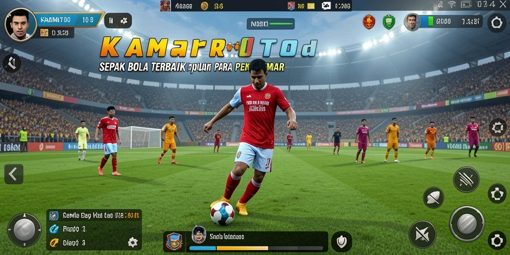 Tampilan gameplay KAMARTOTO yang menegangkan di lapangan sepak bola.