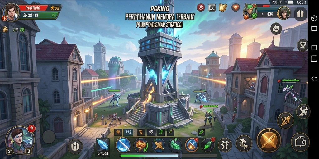 Tangkapan layar PGKING menampilkan aksi pertahanan menara yang mendebarkan.