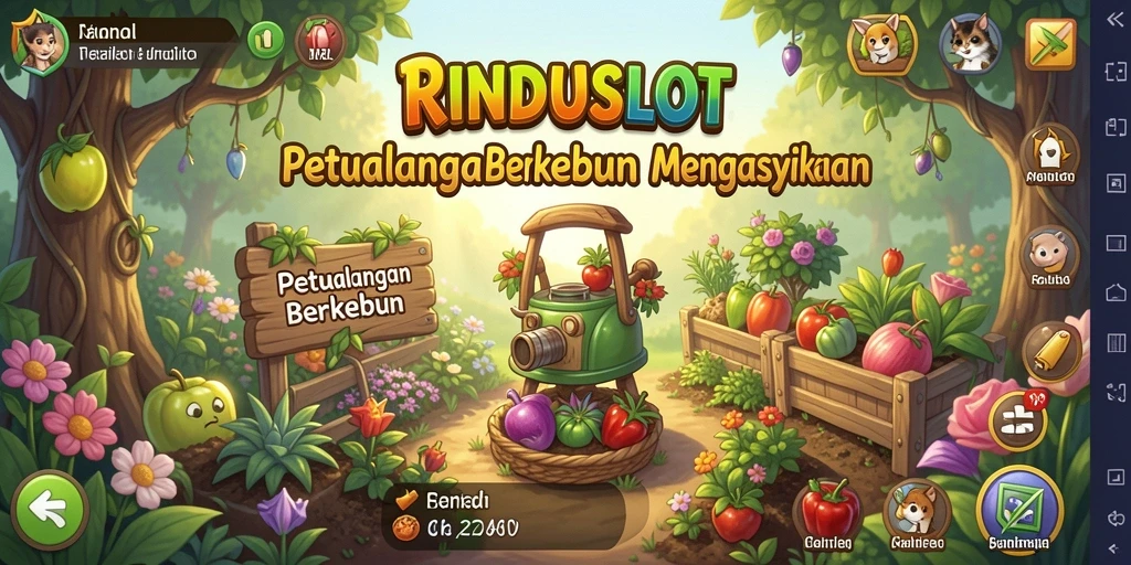 Gameplay menarik RINDUSLOT dengan kebun yang luas.