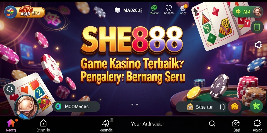 Tampilan screenshot utama SHE888 menunjukkan gameplay Kasino yang mendebarkan.