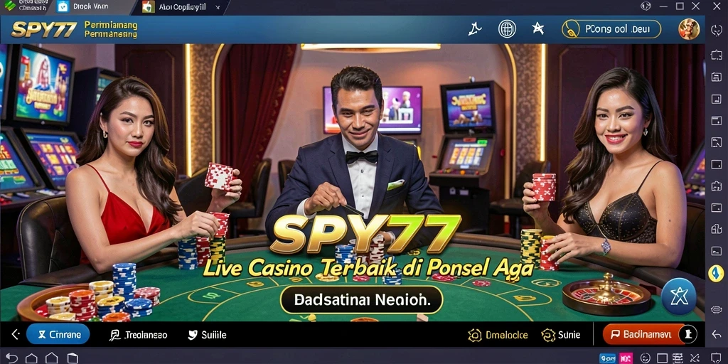 Screenshot gameplay SPY77 menampilkan dealer langsung dan suasana permainan Live Casino.