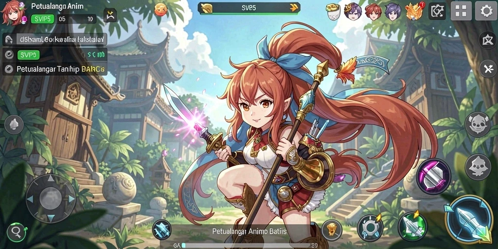 Tangkapan layar gameplay menampilkan karakter Anime dalam pertempuran seru.